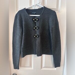 Cynthia Rowley Gray Wool Blend Toggle Cardigan Sweater Size M